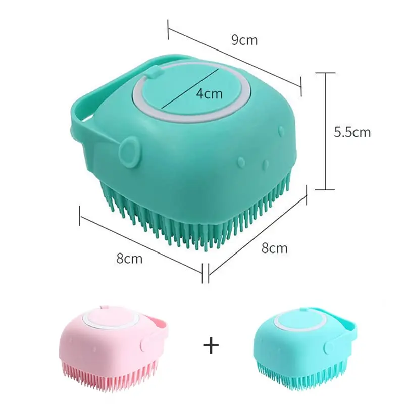 Bathroom Puppy Dog Cat Washing Massage Dispenser Grooming Shower Brush Soft Silicone Dogs Brush Pet Shampoo Massager Bath