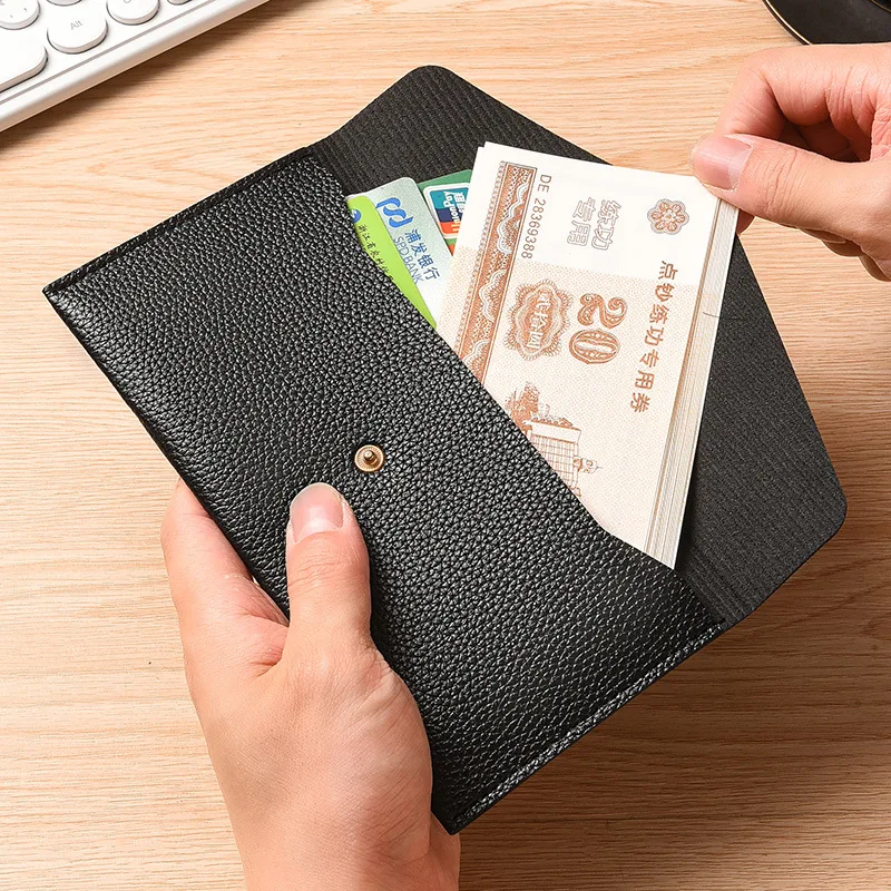 New Style Women's Long Thin Wallet Fashionable Simple Large Capacity Soft Leather Card Phone Pouch