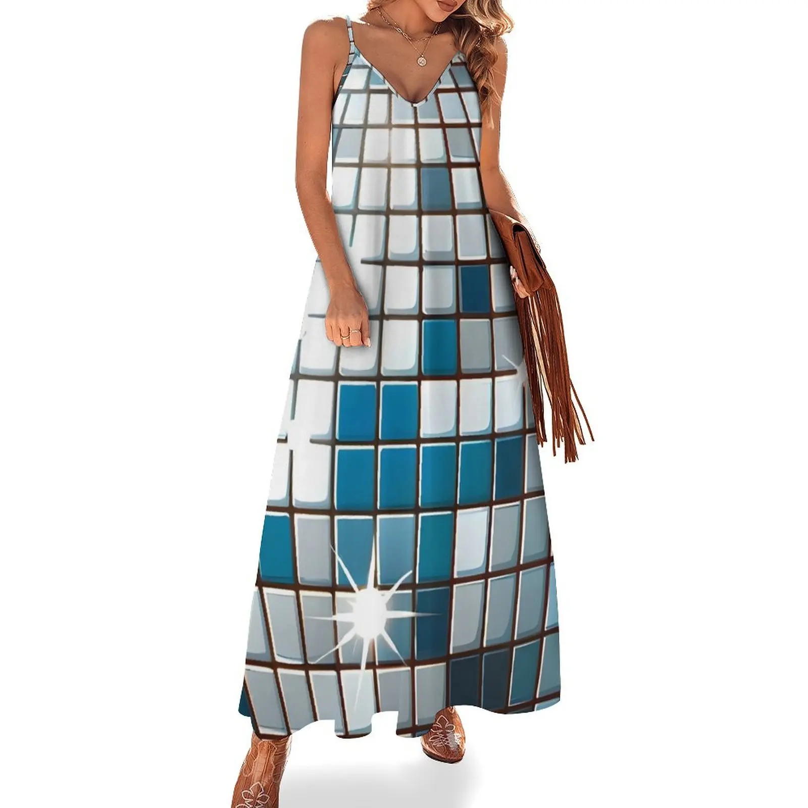 Shiny Disco Ball Sleeveless Dress Women long dress summer dress women 2024 elegant women's sets