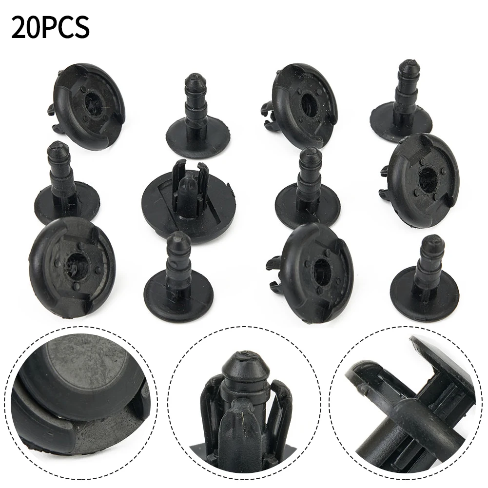 

Push 7mm Hole Panel Fender Bumper Mudguard Splash Shield Rivet Fastener Clips Trim Retainer Black Set 20pcs Useful Durable