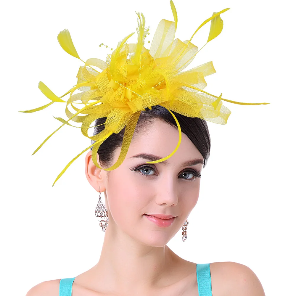 Women Ladies Fascinator Headband with a Clip，Reversible Feather Kentucky Derby Cocktail Tea Party Hat Headwear 1