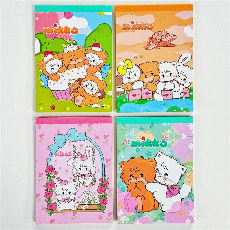 8ip Cartoon A6 Notepad Stitch Sanrio Mikko Cute Color Page Mini Notebook Office Child Student Stationery 60 Inner Page