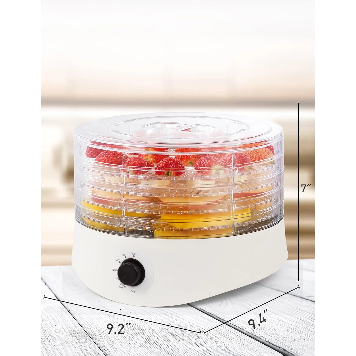 Food Dehydrator,  for Food & Jerky, 280W Meat Dehydrator Machine for Dehydrated Foods w/ 5 Drying Racks White 2