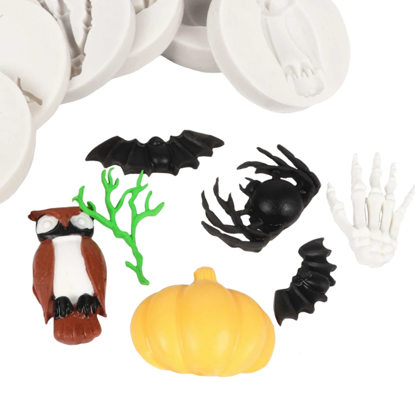 Halloween Bat Spinne Eule Form Silikon Form Sugar Schokolade Cupcake Backform Fondant Kuchen Dekorieren Werkzeuge – Detail 2
