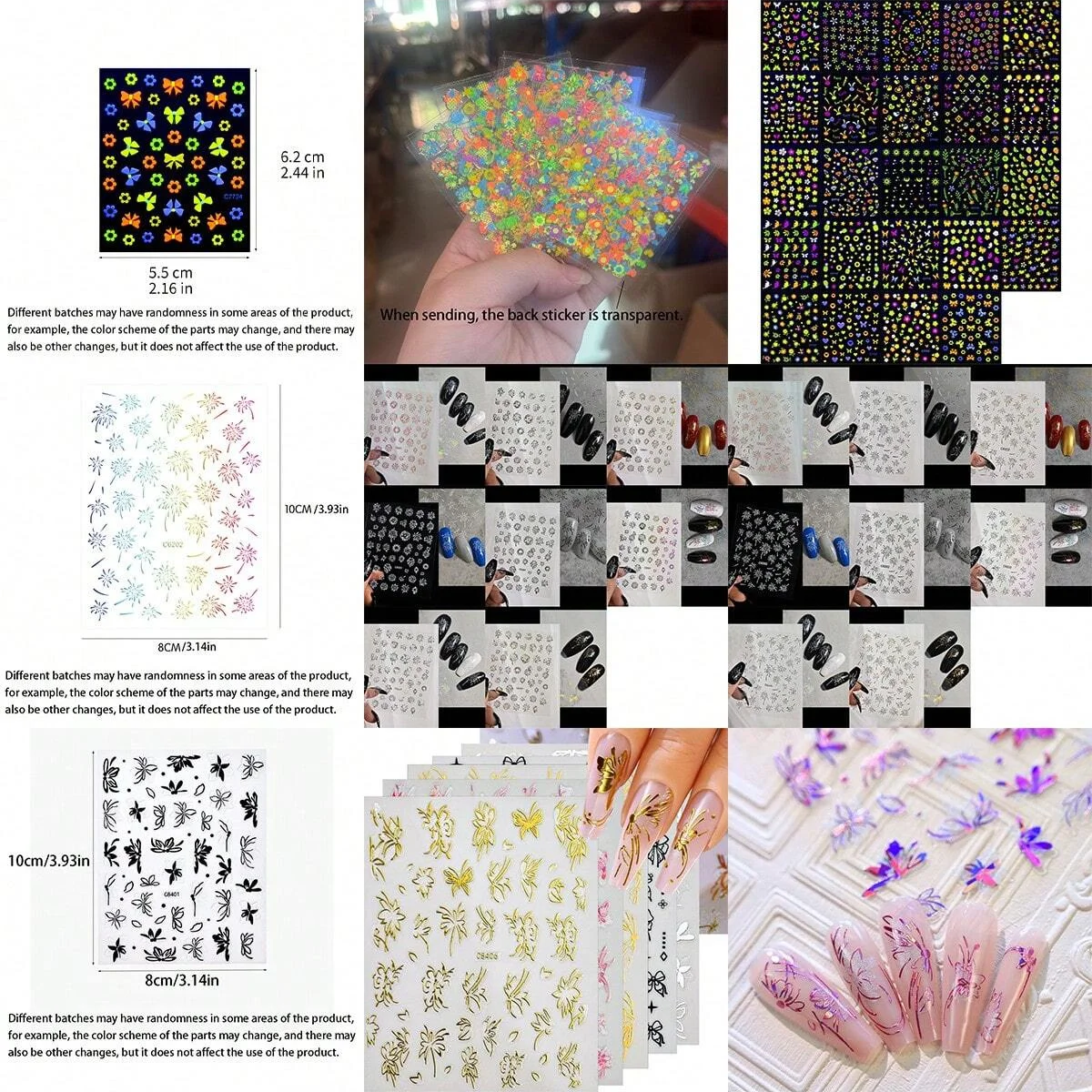 10pcs Mix Random Design Elegant French Tip  Geometric Designs Nail Art Decals  Nail Stickers Set