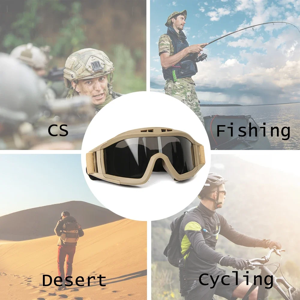Windproof Airsoft Tactical Goggles Dustproof Army Military Eyewear Motocross Motorcycle Glasses CS Shooting Safety Protection images - 6