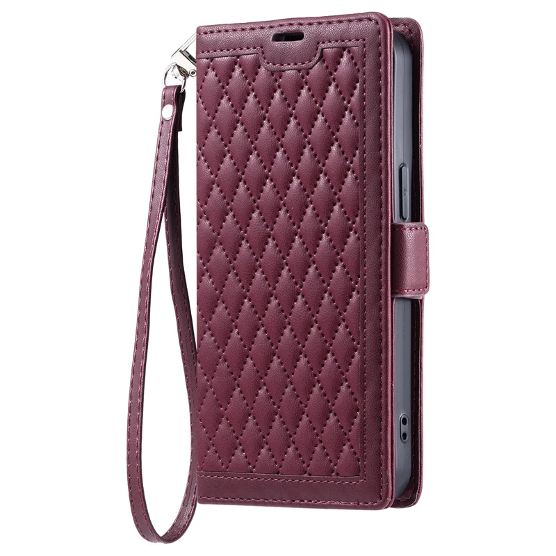 Elegant Grid Strap Leather Wallet Case Cover
