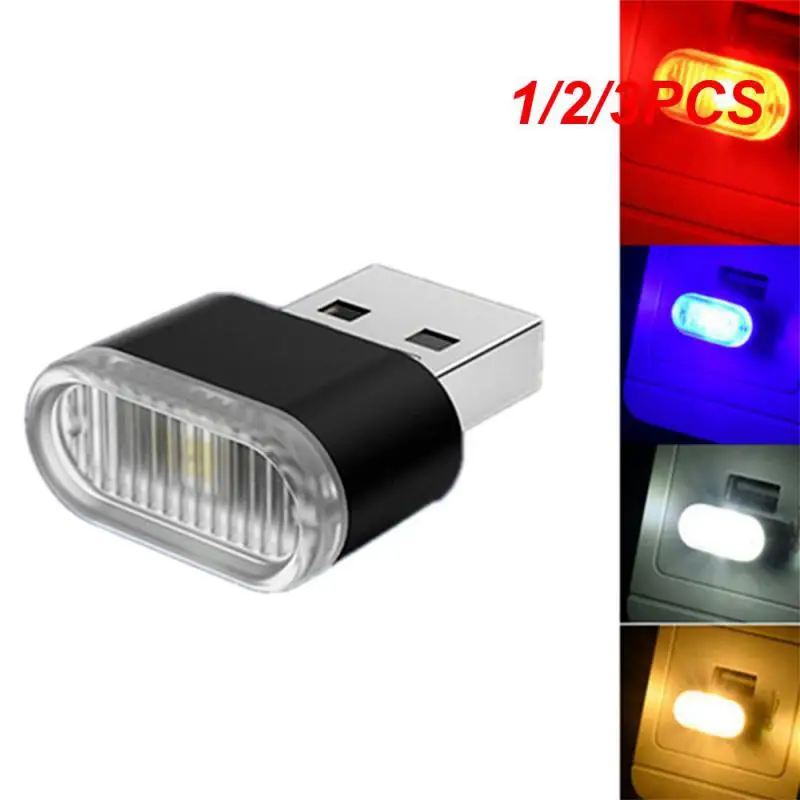 

1/2/3PCS Car Mini USB LED Atmosphere Lights Car Interior Neon Decorative Lamp Emergency Lighting Universal PC Portable Plug and