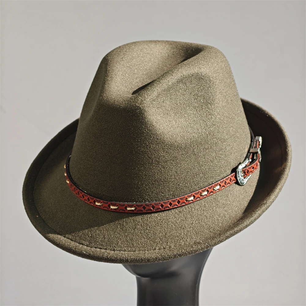 Filz-Panama-Fedora-Hut, kurze Krempe, Trilby, flacher Hut für Männer und Frauen, Homburg-Kirche, Jazz-Hut, verstellbar – Detail 15