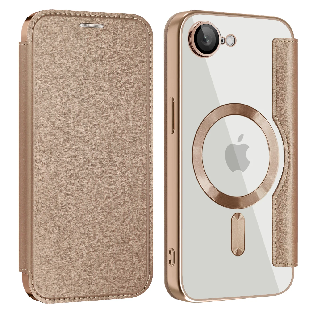Luxury Transparent Flip Leather Wallet Case with Magnetic Closure and Card Slot