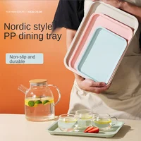 Nordic PP Pallet Plastic Tray Food Bread Pan Green Rectangular Storage Household Kitchen Supplies Hotel Service Tray Dessert 2