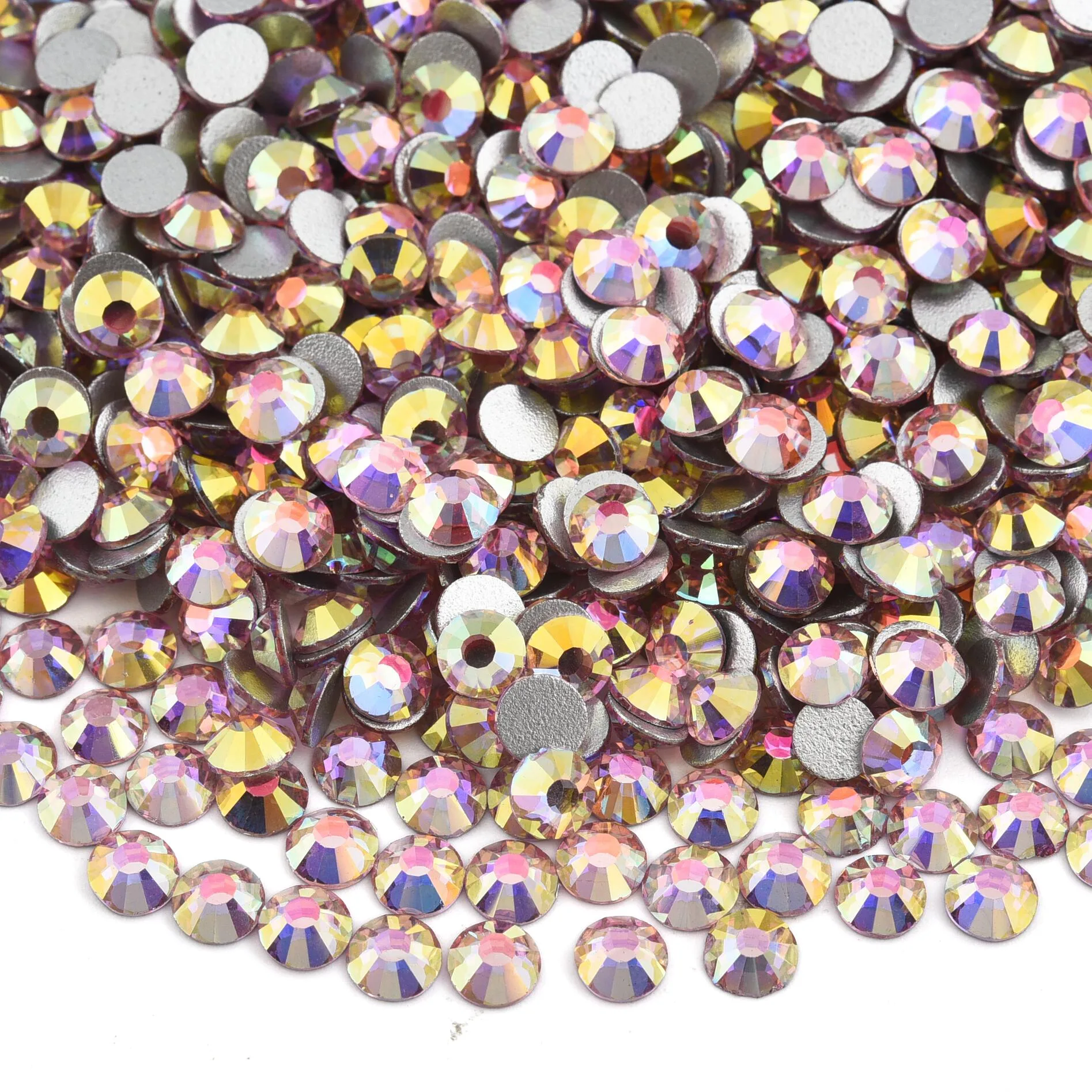 Light Pink GemStone Mix Non-Hotfix Flatback Rhinestones for Nail Art and Garment Decorations