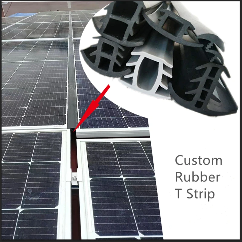 Epdm Rubber T Strip Gap Cover Voor Zonne-Energie Fotovoltaïsche Beugel Metalen Kabel Sleuf Monokristallijn Zonnepaneel Afdichting Zwart