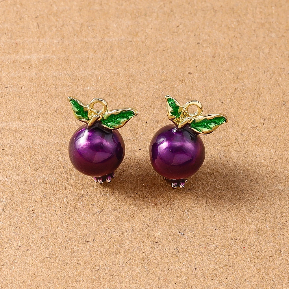Alloy Fruit Charm Set: Apple, Banana, Grape & Strawberry Pendants for DIY Jewelry Accessories