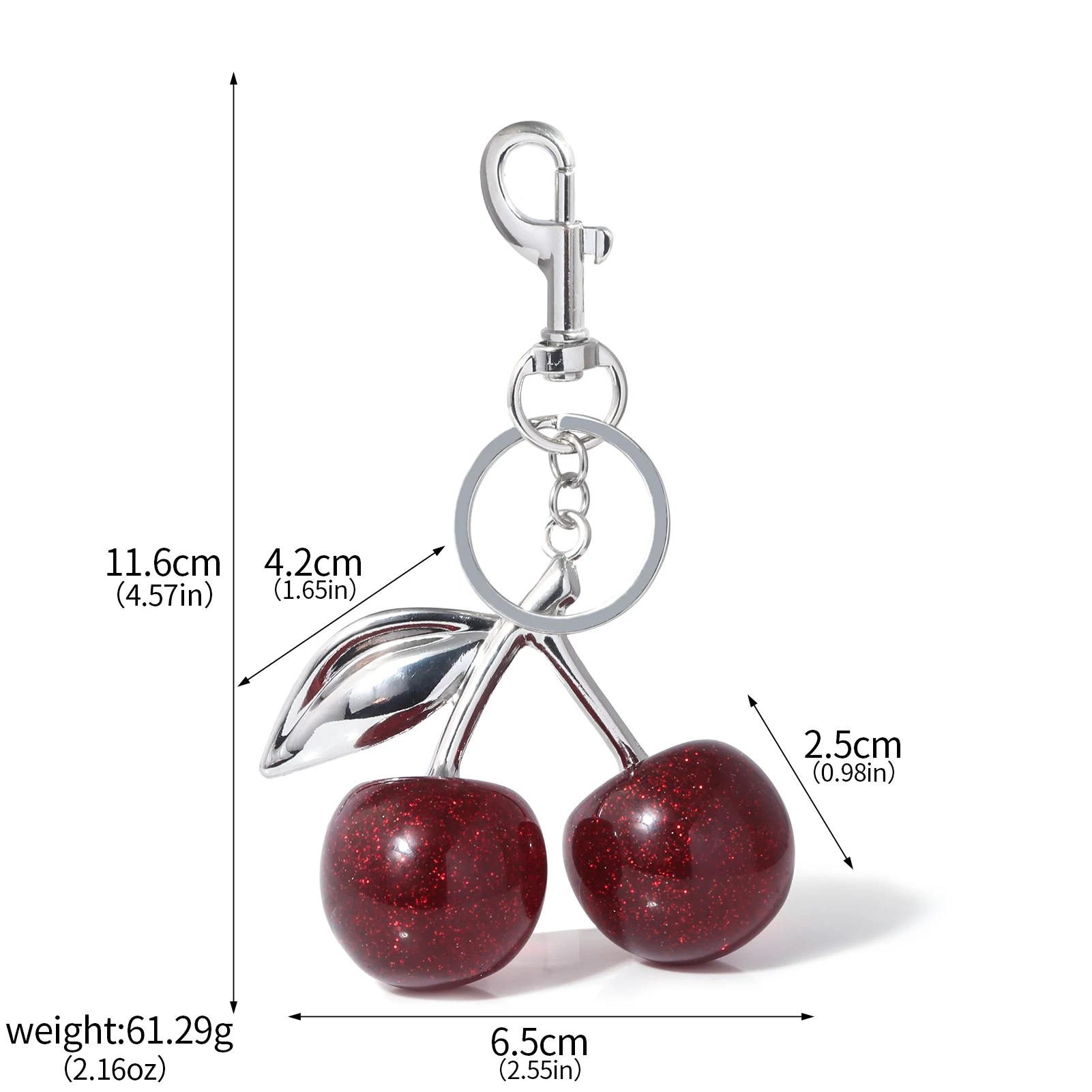 Elegant Cherry Fruit Bag Charm Keychain - Red Cherry Keyring for Women’s Purse Accessories Gift