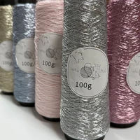 100g Fine Gold Silver Yarn Core-spun Wires Shiny Crochet Steel Wire Ball Thread Metallic Hand-woven DIY Handbag Purse Needlework 1
