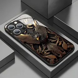 Luxury Eagle Pattern Glass & Silicone Phone Case - Samsung S23 Ultra 5G (PBL - 325PBL251029601)