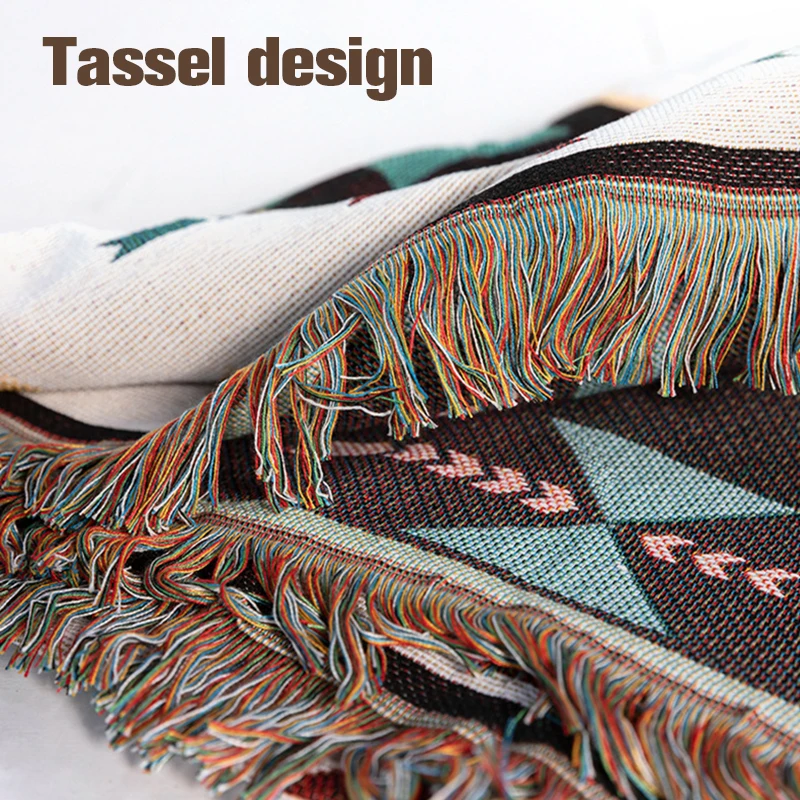 레트로 보헤미안 피크닉 담요 술 던지기 소파 담요, 야외 휴대용 캠핑 매트 소파 여행 러그 침대 커버 담요