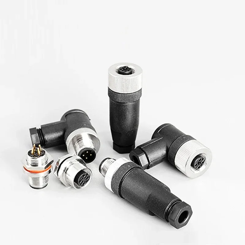 M12 sensor connector 4pin 5pin M12-8 waterproof male&female plug screw threaded coupling A Code sensor connectors 2