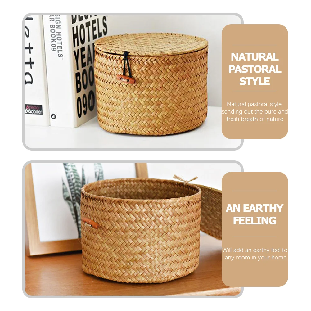 DUOER Round Paper Rope Storage Basket, Wicker Baskets for Organizing with  Handle, Decorative Bins for Countertop, Toilet Paper Basket for Toilet Tank