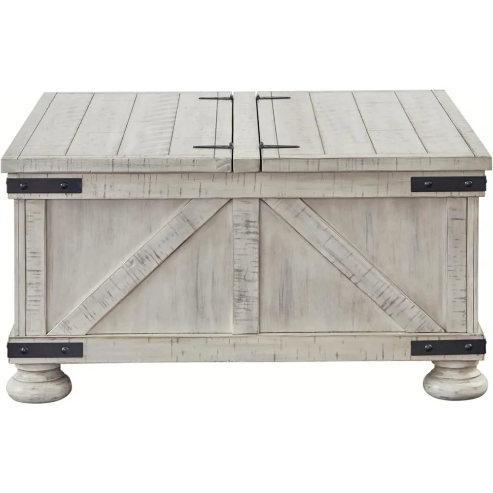 Farmhouse Coffee Table, Casual Cocktail Table with Storage Space, White 5