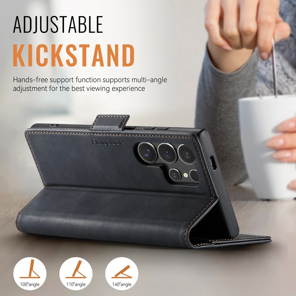 Leather Wallet Case with MagSafe Flip Cover and Card Slots