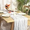6PCS Gauze Table Runner Wedding Semi-Sheer Vintage Cheesecloth Dining Party Christmas Banquet Arches Cake Wholesale Table Decor 5