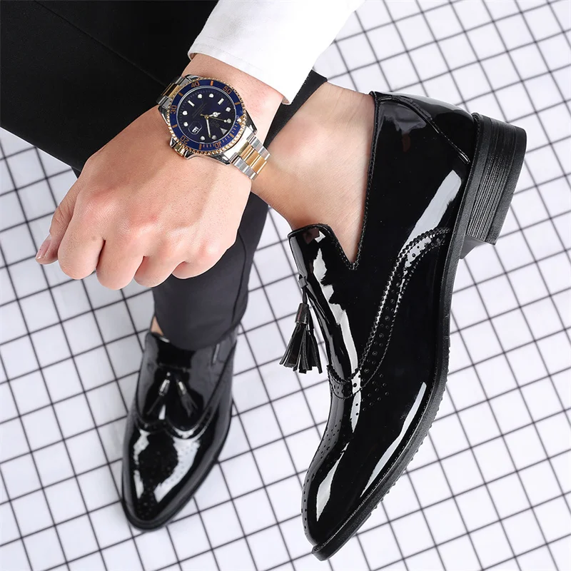 Black Men Dress Shoes Autumn Fashion Business Wedding Footwear Man Comfy Leather Design Formal Shoes Men Europe Style Men Shoes