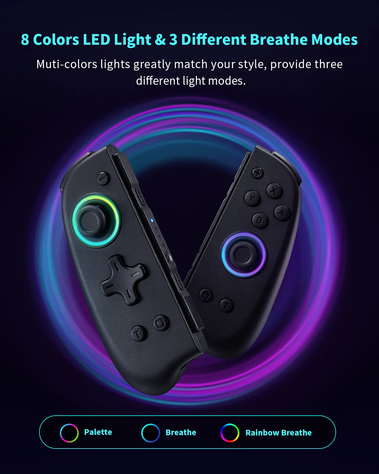 

DOYOKY RGB cool Joycon switch gamepad Slim Edition for Nintendo Switch/OLED with Ergonomic Non-Slip Design TURBO Dual Vibration