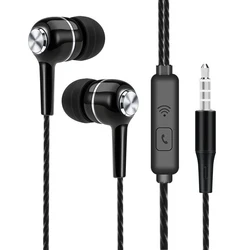 3.5mm Wired Headphones Sports Earphones HIFI Bass Wired Earbuds in-Ear Headset Game Subwoofer with Mic Handsfree Call for Xiaomi