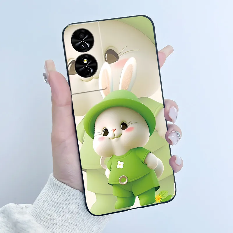 Cute Rabbit Cat Silicone Phone Case - Shockproof Soft Back Cover