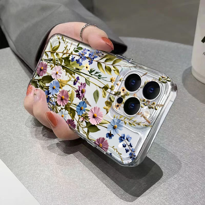 Cute Pastel Flower Shockproof Phone Case - Soft Bumper Cover