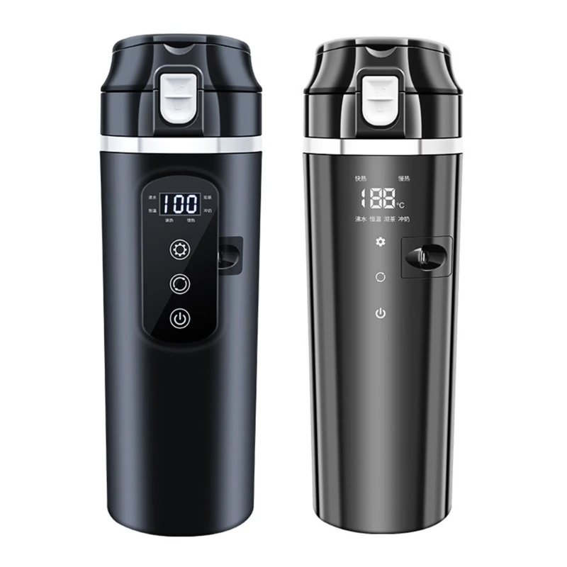 

094D 12V/24V Car Heating Cup Digital Travel Coffee Mug Warmer Electric Water Cup