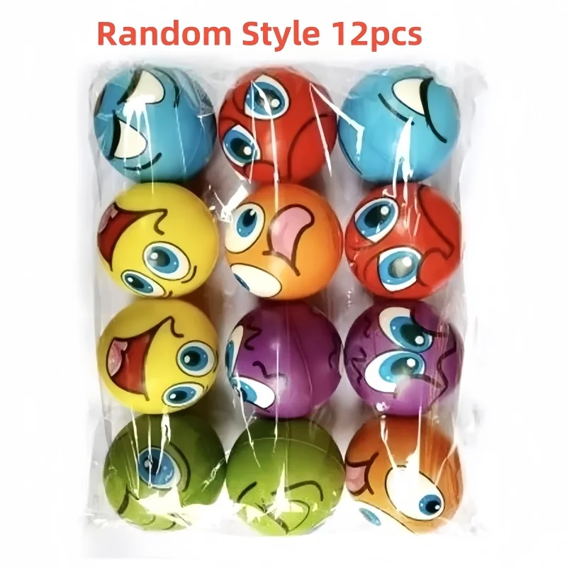 12 Uds. Esponja divertida expresión de presión bola suave exprimir expresión divertida espuma de PU juguete calmante muñeca acción deporte pelota de juguete