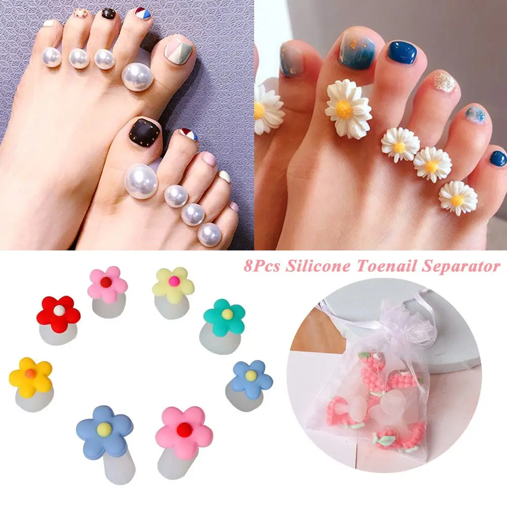 8Pcs Salon Pedicure Care Charming Design Nail Art Toenail Separator