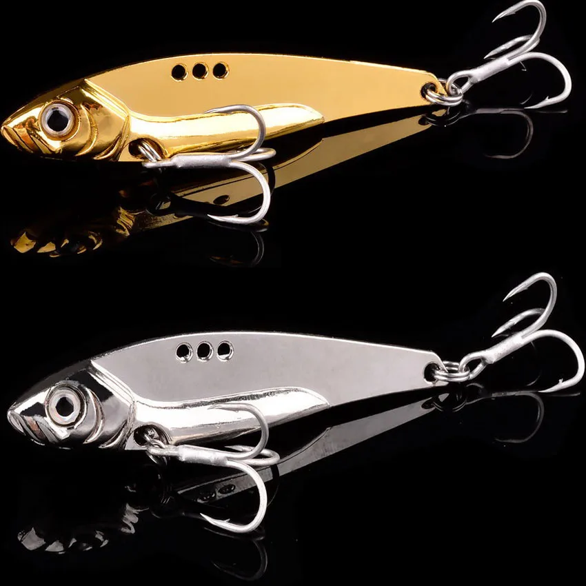 Metal Vib Blade Lure 7/10/12/14/15/18/25G Sinking Vibration Baits Vibe for  Bass Pike Fishing Blue Silver Gold Pesca Lures (Color : G1-2 Hooks, Size :  18g-7.3cm), Sinking Lures -  Canada