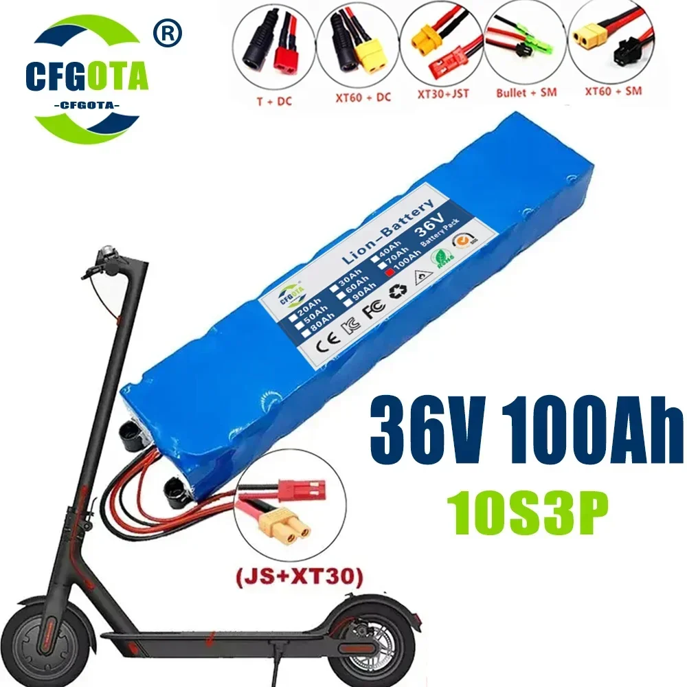 Batteria Ebike 36V 100Ah 100000mAh Per Bici Elettriche E Scooter – Con BMS E Caricabatterie, Compatibile Con Motori 100W-500W