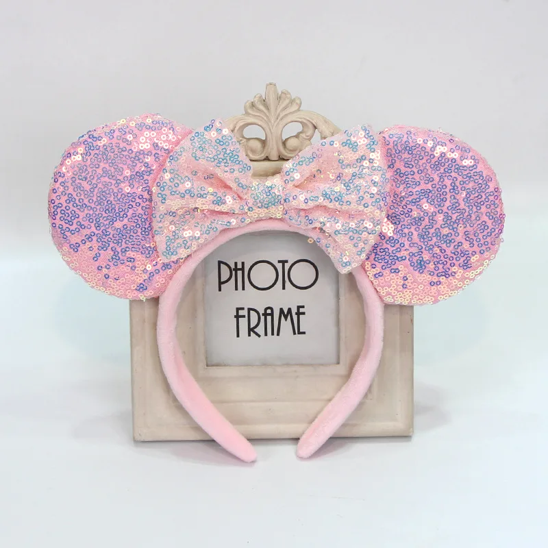 Disney Bow Round Ears Hair Hoop Cartoon Amusement Park Headpiece Hair Clip Hoop Wave Light up Film