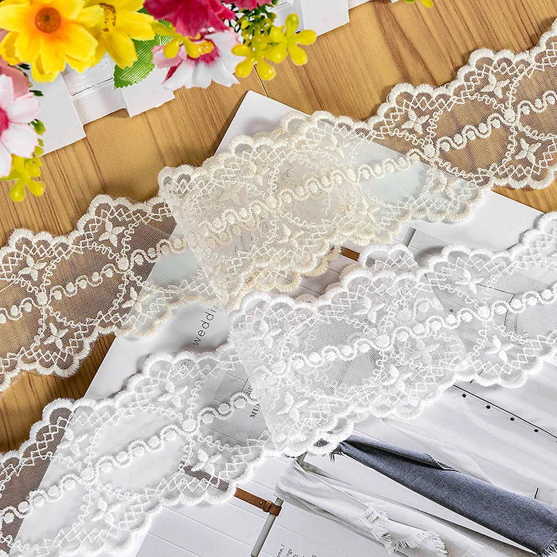 5Yards Stickerei Spitze Stoff Exquisite Wasser Löslich Mesh Spitze für Hand Kleidung Zubehör Garnituren Nähen – Detail 3