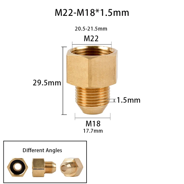 Sárgaréz 3/8 "1/2" M14 M18 M22 Szál Csatlakozó Hím Női Adapter A Nagynyomású Mosófegyverhez És Tömlőhöz Kölcsönös Csatlakozóhoz - Image 2
