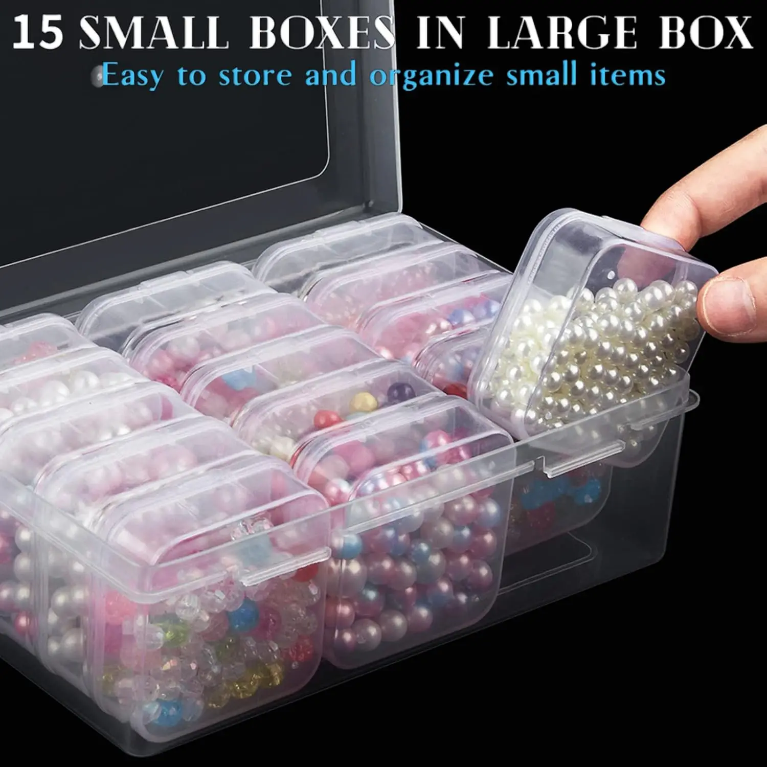 Small Bead Organizers Plastic Storage Cases Mini Clear Storage Containers with Hinged Lid Labels for Jewelry Making DIY Bracelet