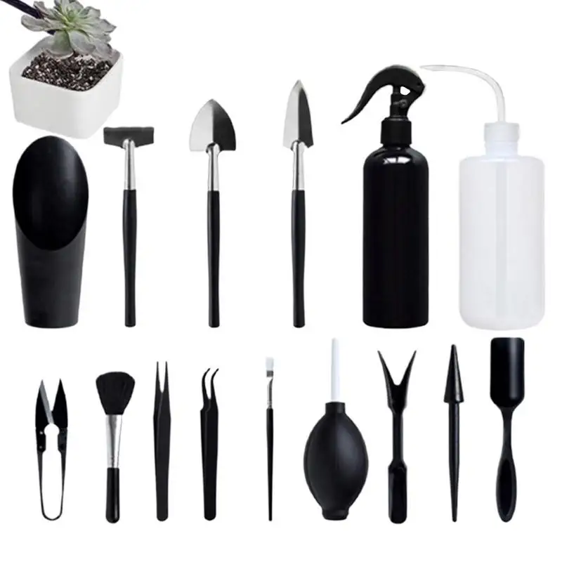 

Garden Tools For Gardening 15PCS Mini Succulent Hand Tool Set With Carry Bag Beginner-Friendly Tool Kit For Yard Home Black Tool