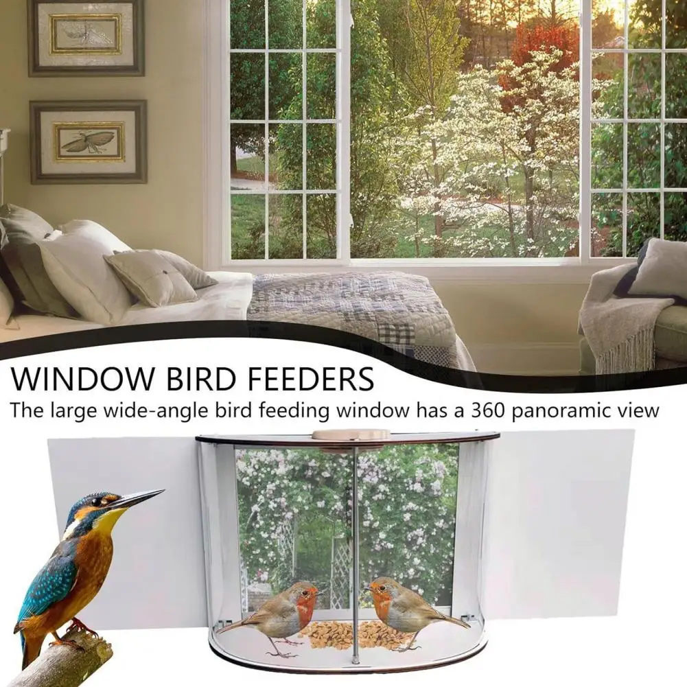 

Bird Food Dispenser Durable Window Bird Feeder for Viewing Sturdy Construction Easy Installation for Home Bird Watching Sturdy