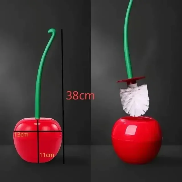 1pc scopino rosso creativo adorabile forma di ciliegia lavabo porta scopino set porta scopino accessori da bagno 3