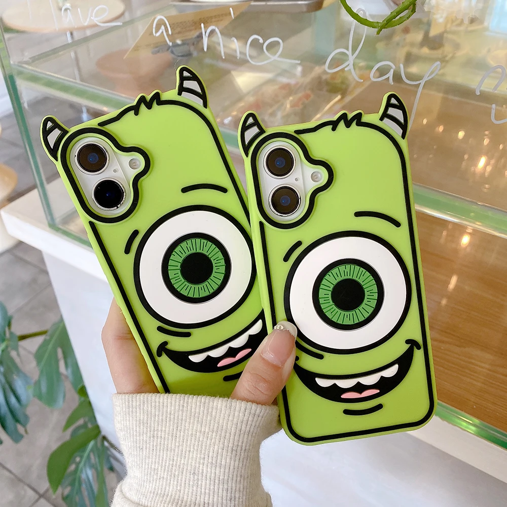 Lustige Monster Weiche Silikon-Handyhülle für iPhone 16 15 Pro Max 14 13 12 Pro Max 11, niedliche 3D-Cartoon-stoßfeste Rückseite