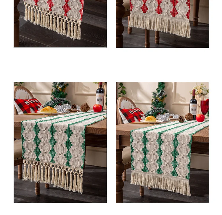 Nouveau drapeau de table tissé en coton, décoration assortie de couleur de gland, nappe longue bande, armoire à chaussures, armoire d'entrée_voghion.com