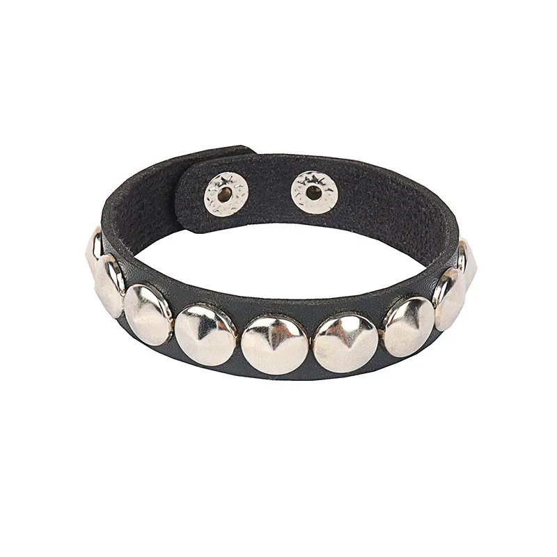 Bracciale a punta unico con rivetto a punta a una fila Punk gotico Rock Braccialetti in pelle PU unisex Braccialetti Bracciale con polsino per gioielli di moda  36