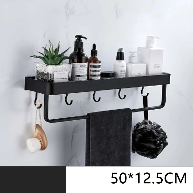 Bathroom Shelf No Drill 30/40/50 Cm Wall Shelves Storage Rack Towel  Accessories