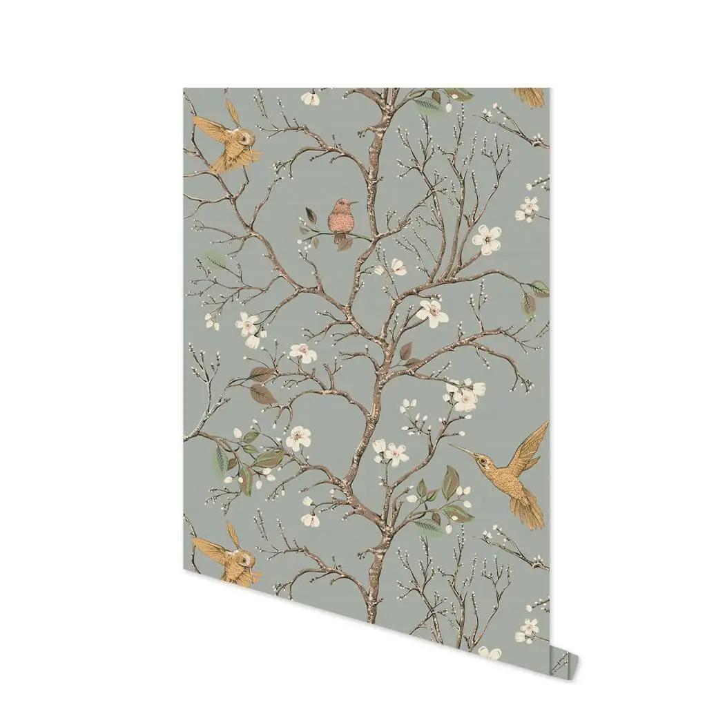 Bird Wallpaper Removable Self Adhesive Printed Wall Paper Decorative Floral Vintage Peel and Stick Contact Paper Shelf Drawer natural green aventurine drawer cabinet pulls knobs dresser cupboard door brass handle wall hanging hooks furniture decor