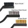 3/15pcs Wire Brush Set Curved Handle Brush Set For Cleaning Welding Slag And Rust Removal Industrial Scrubbing Brush 3